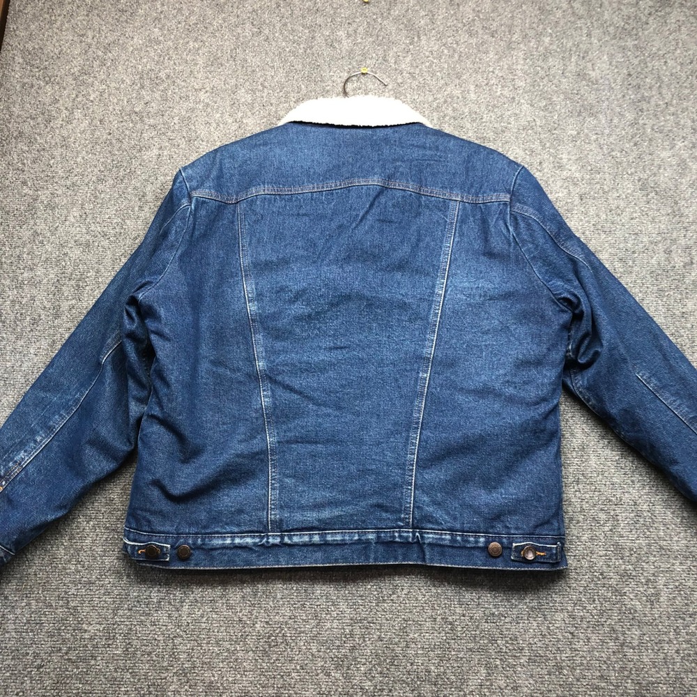 Wrangler Authentic Western Denim Sherpa Lined Jacket Blue Mens Large - Picture 7 of 8